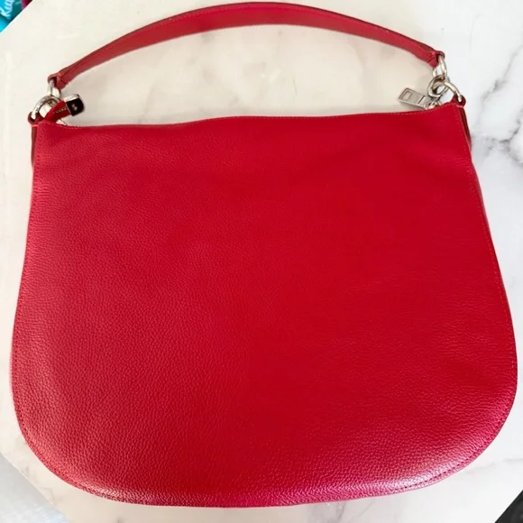 COACH Red Turnlock Hobo in Polished Pebble Leather NEW! - Picture 8 of 10